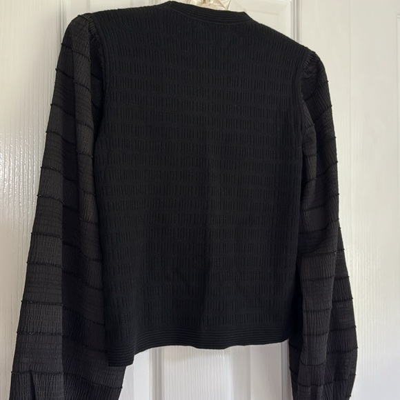 Club Monaco Black Woven Sleeve Crewneck Top - Picture 7 of 11